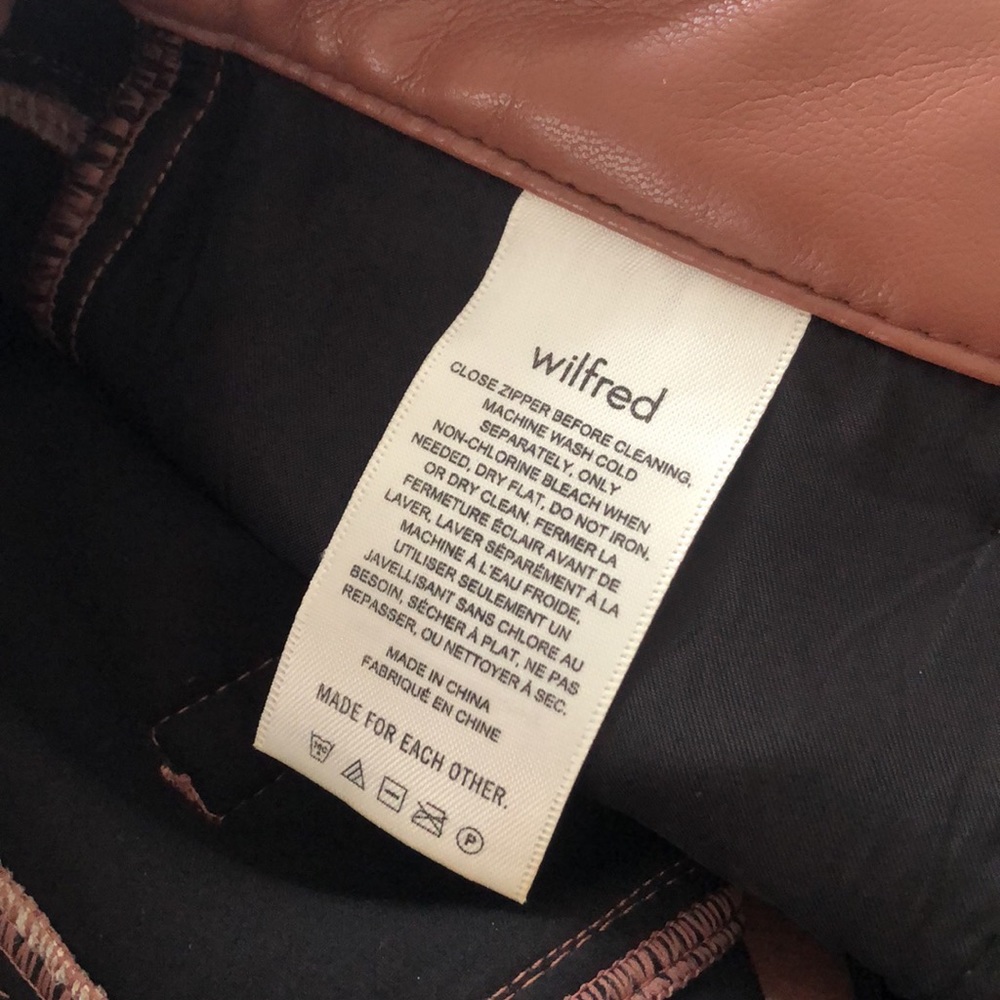 Wilfred Melina Vegan Leather Pants Pecan Brown High Rise Straight Leg - Picture 10 of 12
